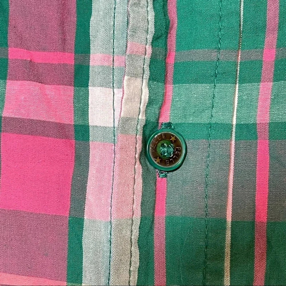 Vintage Pelle Pelle, Men’s Green and Pink Short Sleeve Button Shirt, 5X - Picture 3 of 10